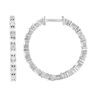 Thumbnail for LADIES HOOPS 1 CT ROUND/BAGUETTE DIAMOND 10K WHITE GOLD
