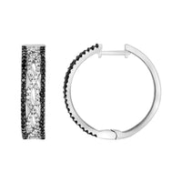 Thumbnail for LADIES HOOP 1 CT WHITE/BLACK ROUND DIAMOND 14K WHITE GOLD