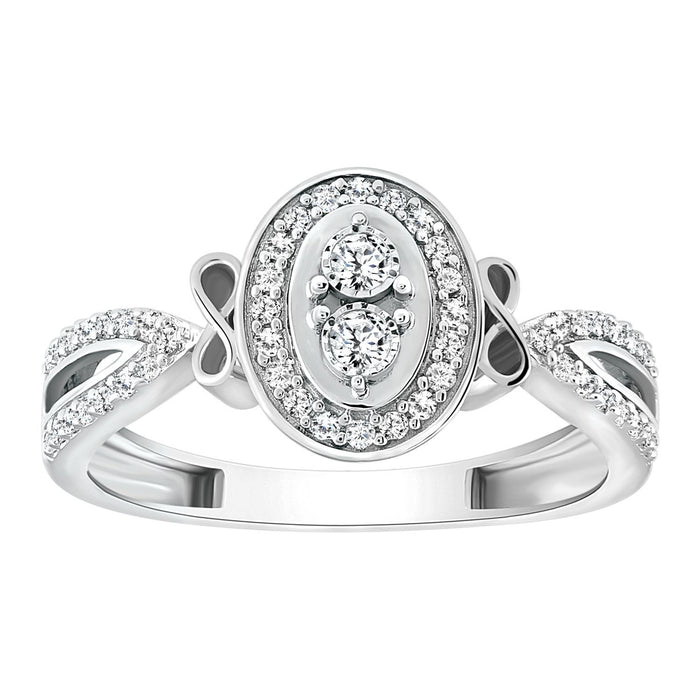 LADIES RING 1/4 CT ROUND DIAMOND 10K WHITE GOLD