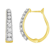 Thumbnail for LADIES HOOPS EARRING 1 1/2 CT ROUND DIAMOND 10K YELLOW GOLD