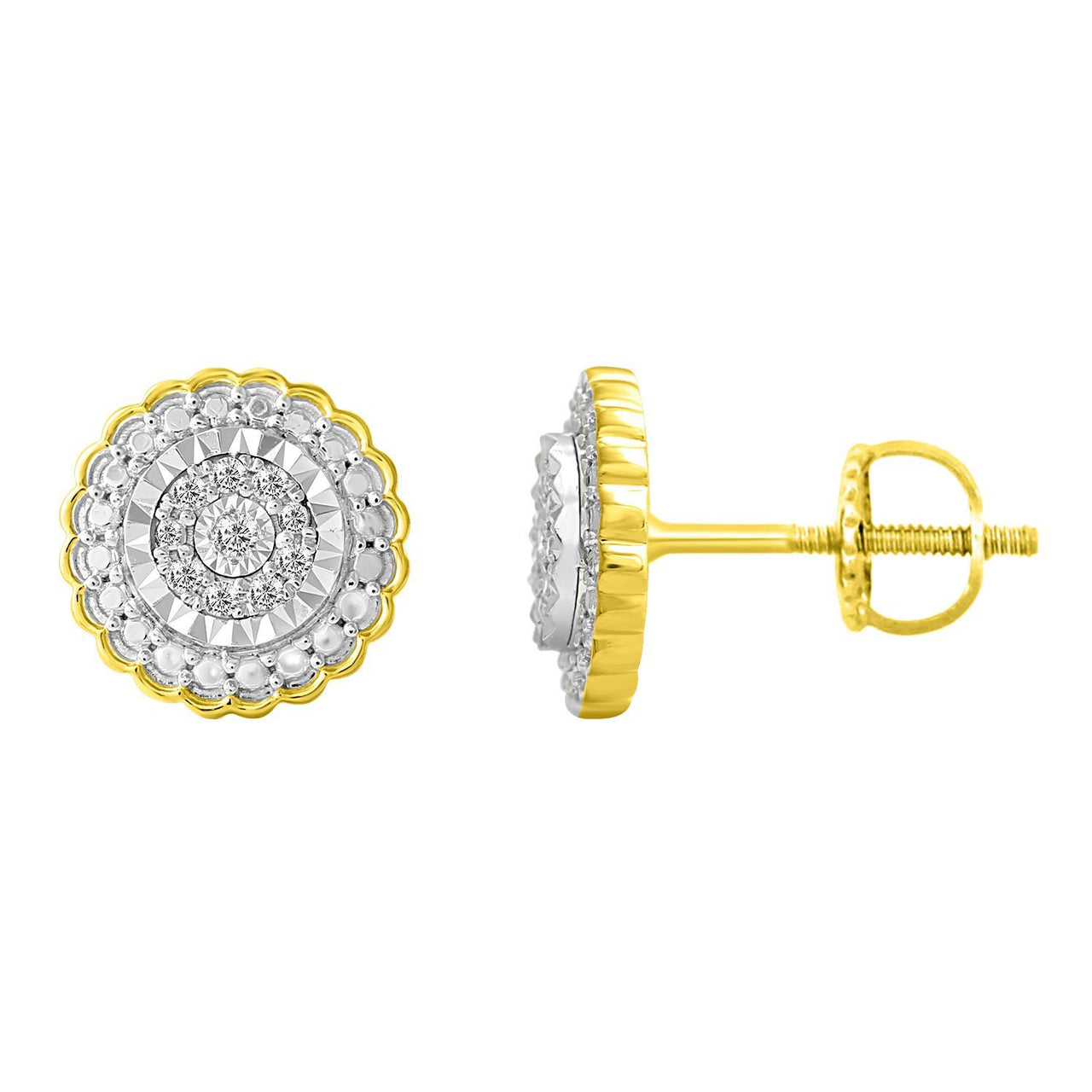 LADIES EARRING 1/10 CT ROUND DIAMOND 10K YELLOW GOLD