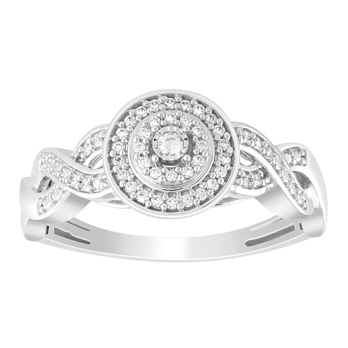 LADIES ENGAGEMENT RING 1/6 CT ROUND DIAMOND 10K WHITE GOLD