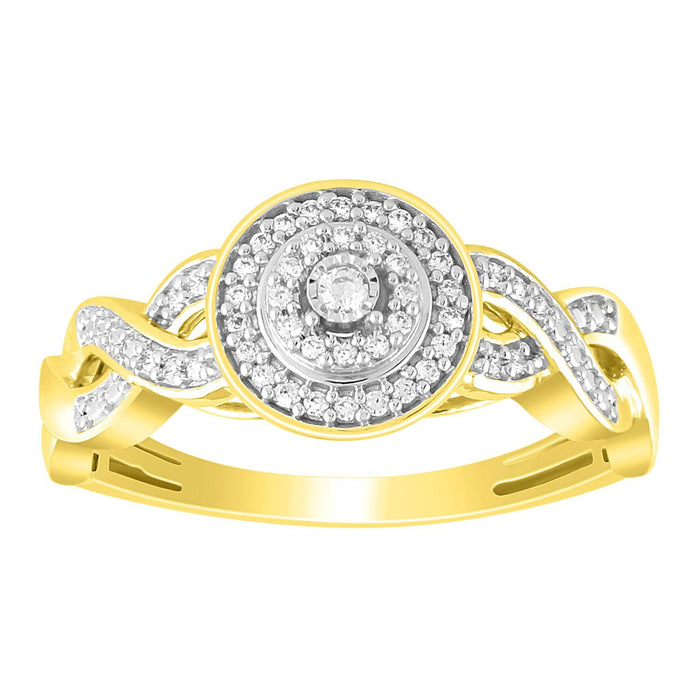 LADIES ENGAGEMENT RING 1/6 CT ROUND DIAMOND 10K YELLOW GOLD