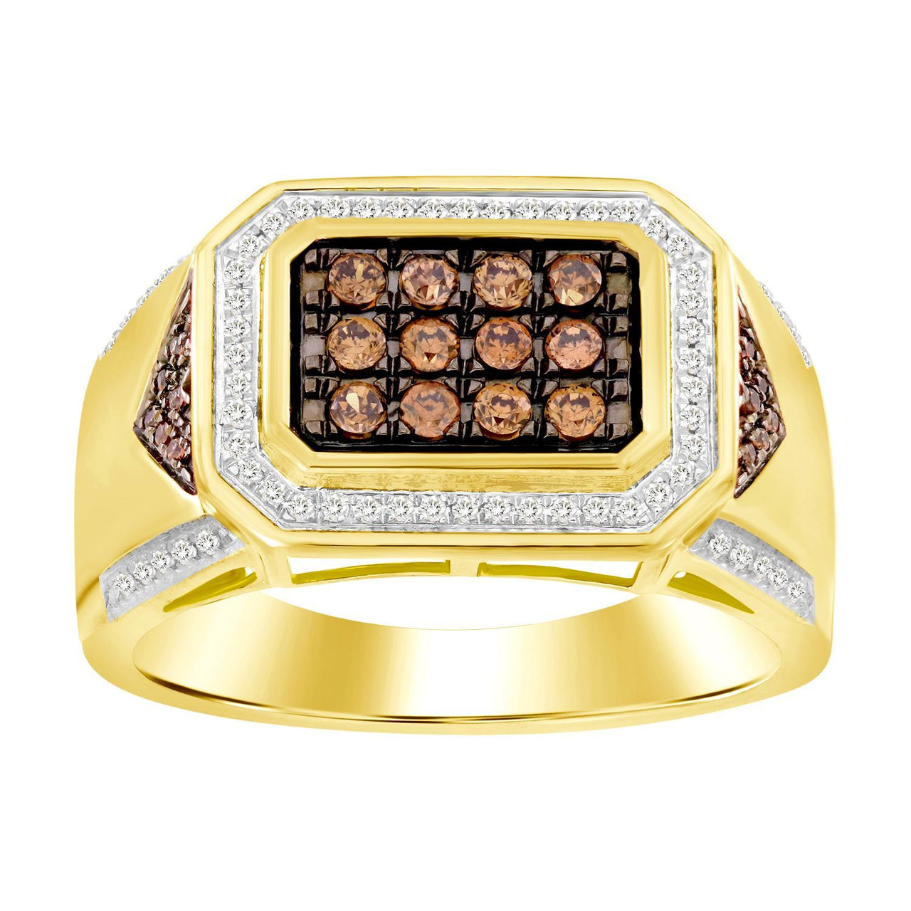 MEN'S RING 1/2 CT ROUND DIAMOND 10K YELLOW GOLD