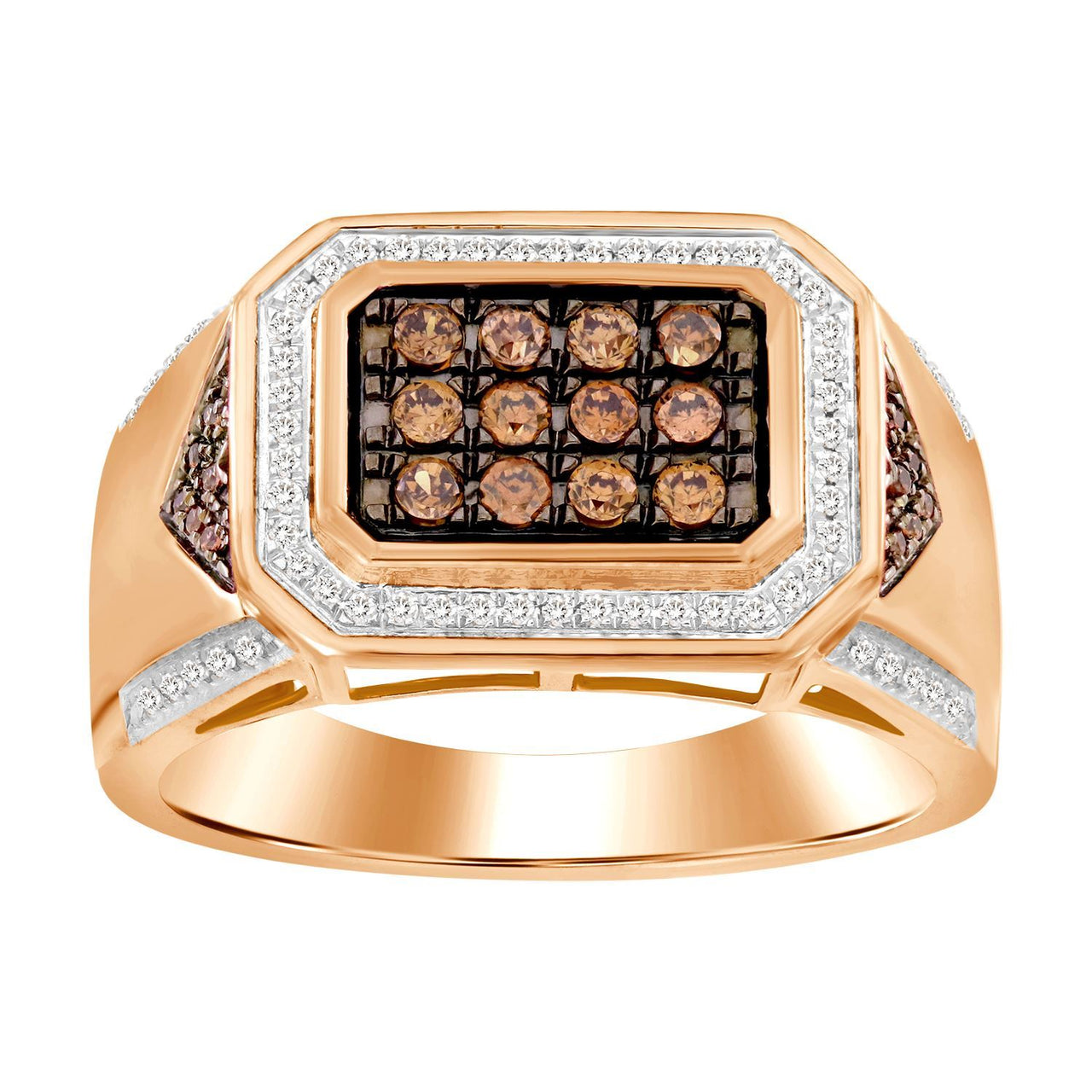 MEN'S RING 1/2 CT ROUND DIAMOND 10K ROSE GOLD