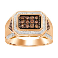Thumbnail for MEN'S RING 1/2 CT ROUND DIAMOND 10K ROSE GOLD