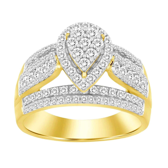 LADIES RING 1 CT ROUND DIAMOND 10K YELLOW GOLD