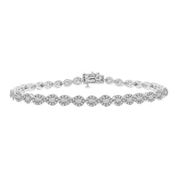Thumbnail for LADIES BRACELET 1 CT ROUND/BAGUETTE DIAMOND 10K WHITE GOLD
