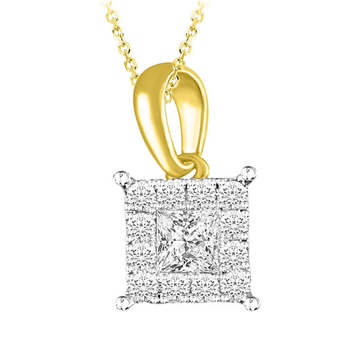 LADIES PENDANT 1/2 CT ROUND/PRINCESS DIAMOND 14K YELLOW GOLD