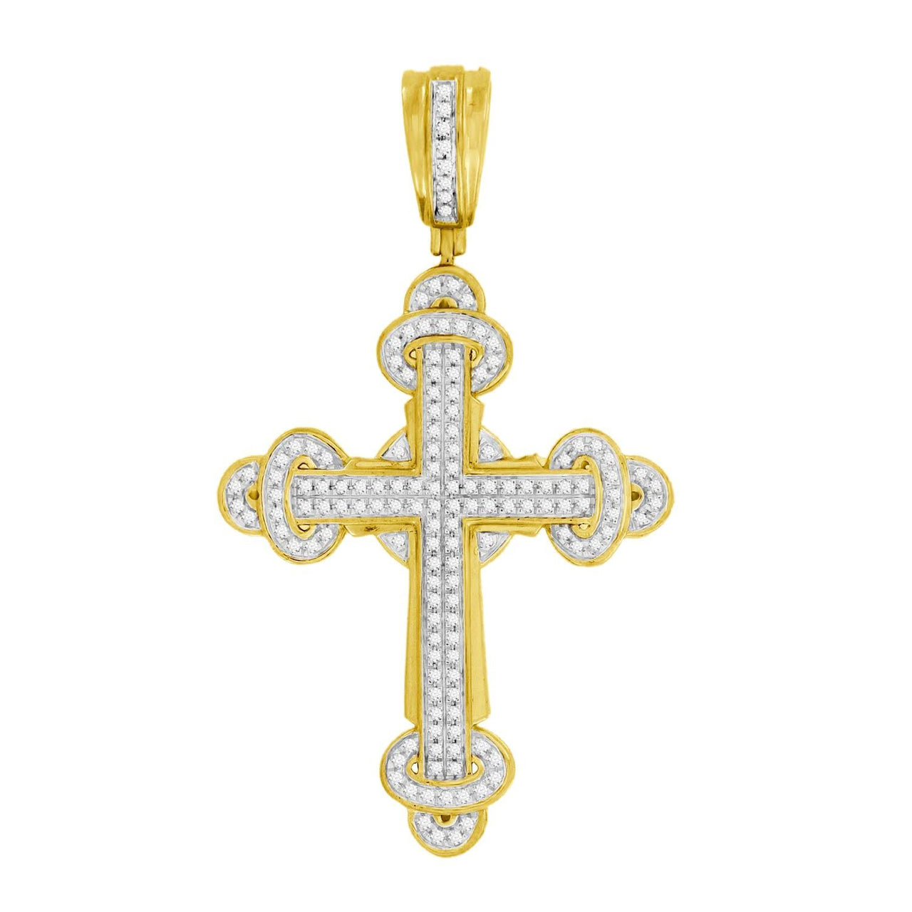 MEN'S CROSS 1/2 CT ROUND DIAMOND 10K YELLOW GOLD