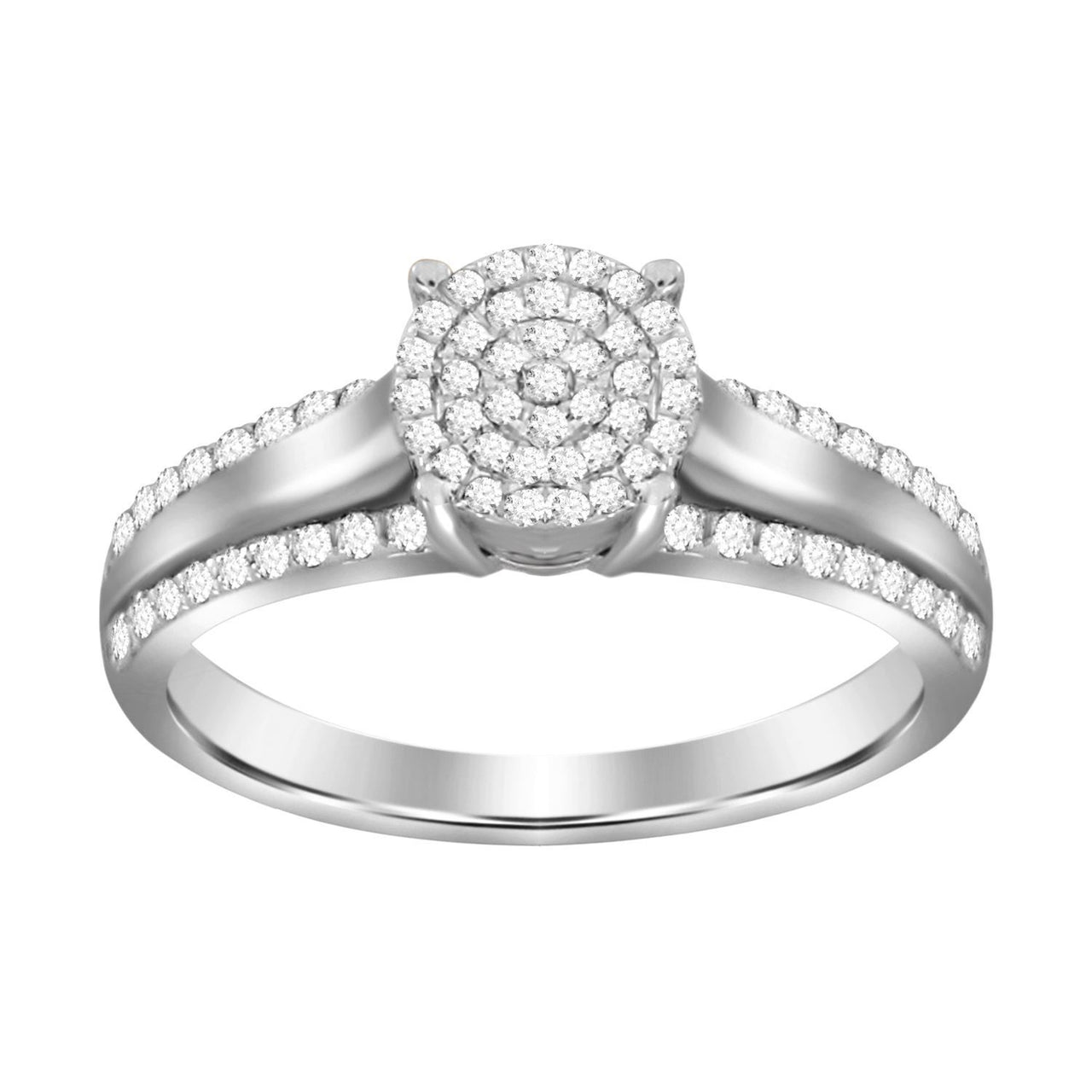 LADIES RING 1/5 CT ROUND DIAMOND 10K WHITE GOLD