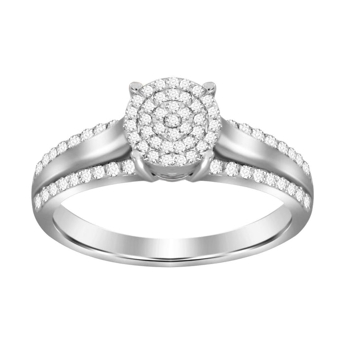 LADIES RING 1/5 CT ROUND DIAMOND 10K WHITE GOLD