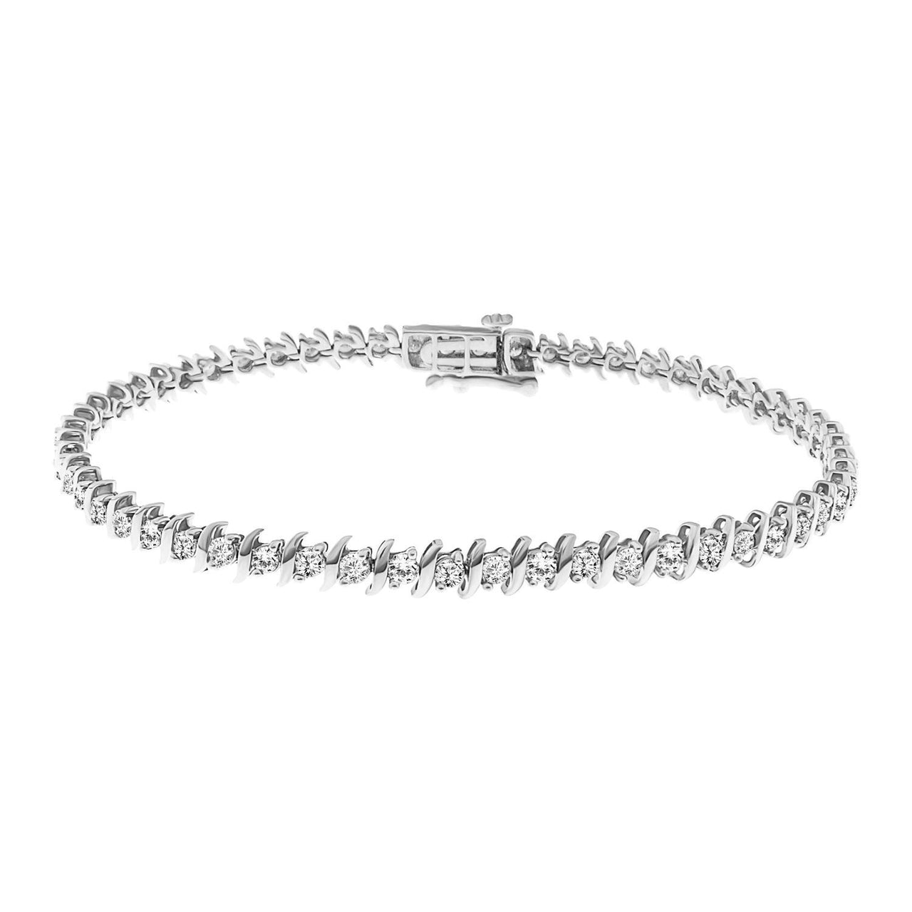 LADIES BRACELET 3 CT ROUND DIAMOND 14K WHITE GOLD