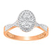 LADIES RING 1/3 CT ROUND/BAGUETTE DIAMOND 10K ROSE GOLD