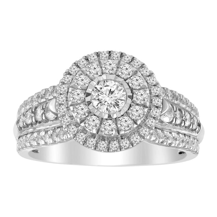 LADIES BRIDAL RING 1 CT ROUND DIAMOND 14K WHITE GOLD