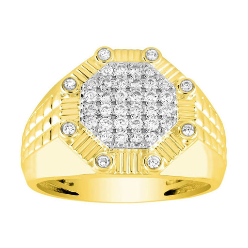 MEN'S RING 1/2 CT ROUND DIAMOND 10K YELLOW GOLD