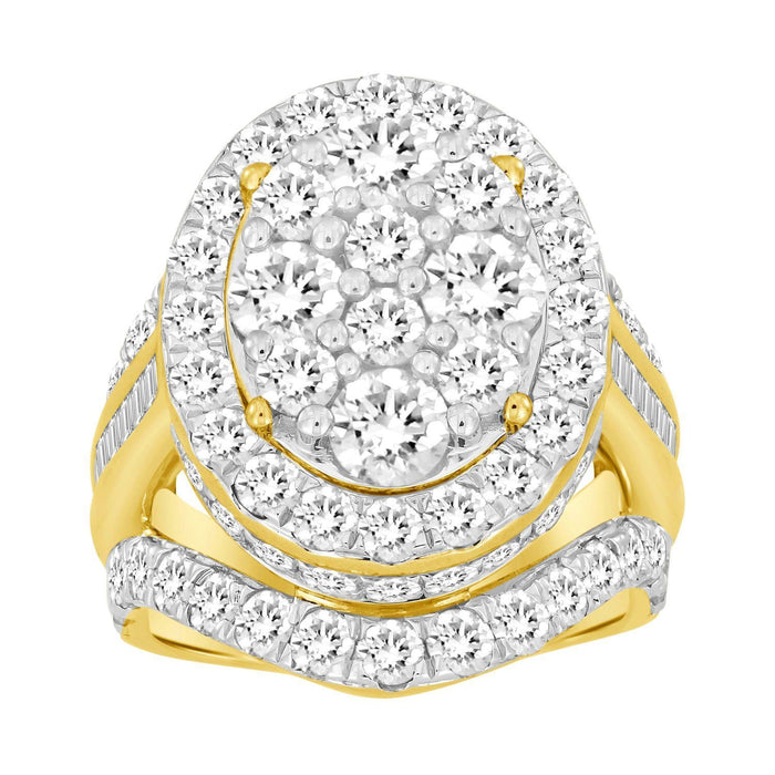 LADIES RING 5 CT ROUND/BAGUETTE DIAMOND 10K YELLOW GOLD