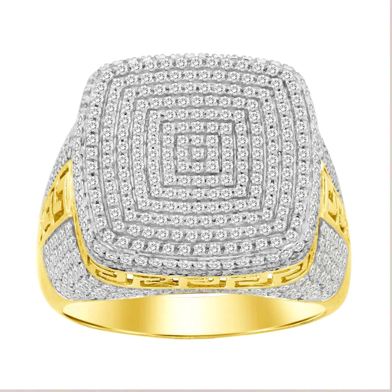 MEN'S RING 1 CT ROUND DIAMOND 14K YELLOW GOLD