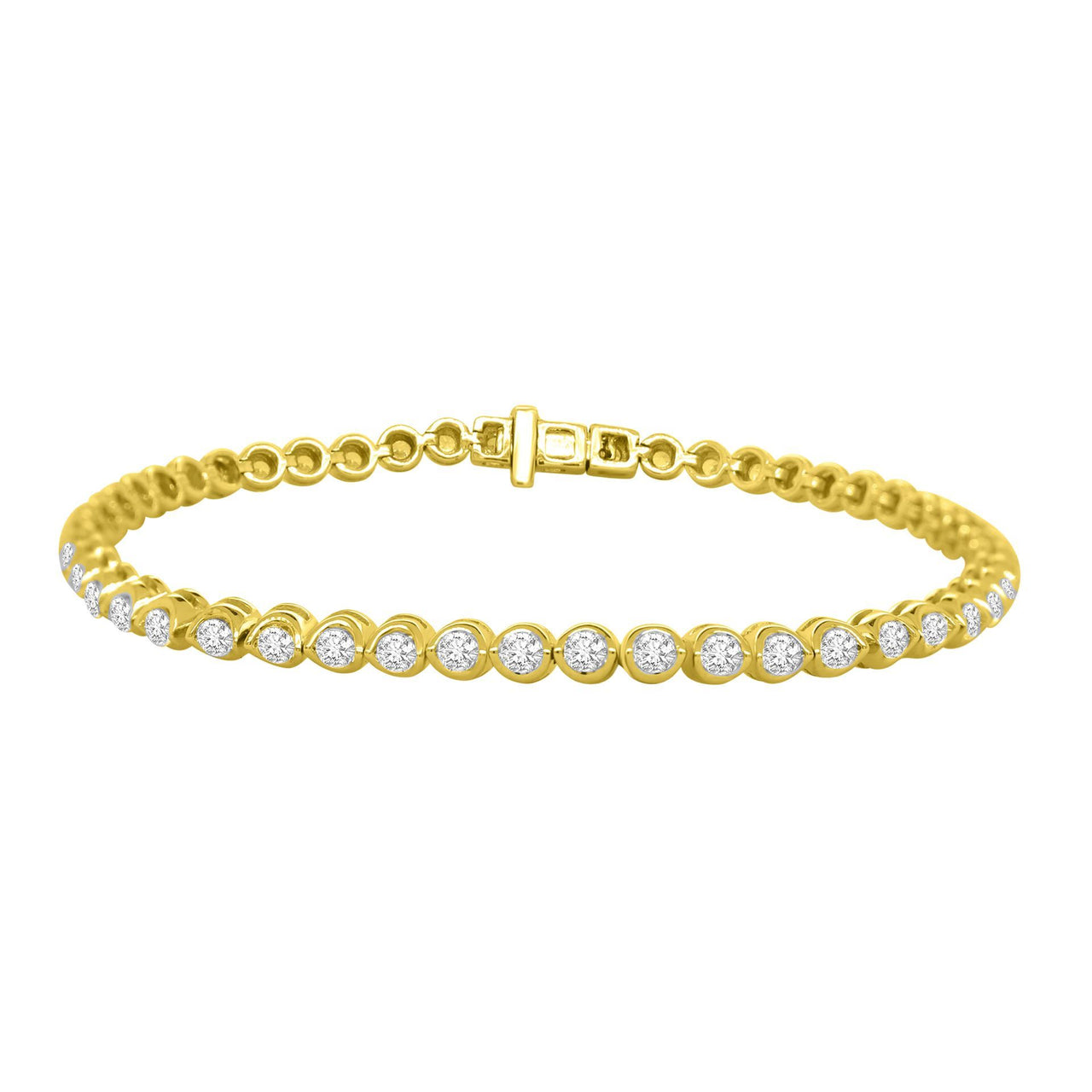 LADIES BRACELET 2 CT ROUND DIAMOND 10K YELLOW GOLD