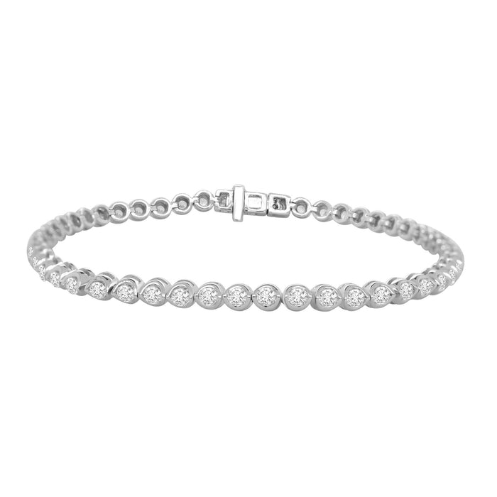 LADIES BRACELET 2 CT ROUND DIAMOND 10K WHITE GOLD