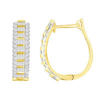 Thumbnail for LADIES HOOPS 1 1/2 CT ROUND/BAGUETTE DIAMOND 10K YELLOW GOLD