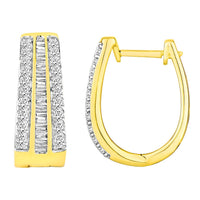 Thumbnail for LADIES HOOPS 1 CT ROUND/BAGUETTE DIAMOND 10K YELLOW GOLD