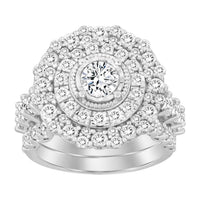 Thumbnail for LADIES BRIDAL RING SET 3 CT ROUND DIAMOND 14K WHITE GOLD