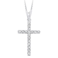 Thumbnail for LADIES CROSS PENDANT 1/4 CT ROUND DIAMOND 10K WHITE GOLD
