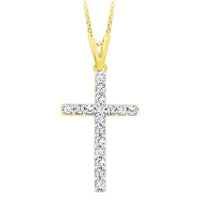Thumbnail for LADIES CROSS PENDANT 1/4 CT ROUND DIAMOND 10K YELLOW GOLD