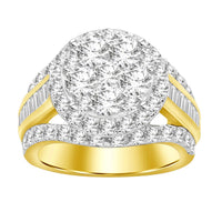 Thumbnail for LADIES RING 3 CT ROUND/BAGUETTE DIAMOND 10K YELLOW GOLD