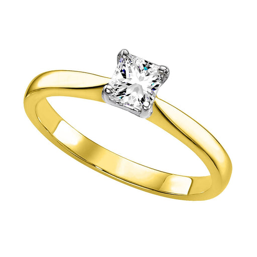 LADIES RINGS 1/5 CT PRINCESS DIAMOND 14K YELLOW GOLD