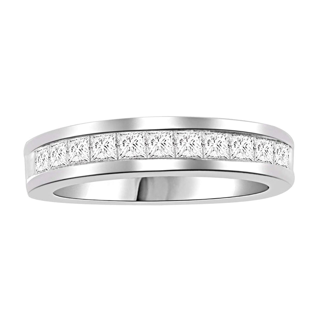 LADIES BAND 1/4 CT PRINCESS DIAMOND 14K WHITE GOLD
