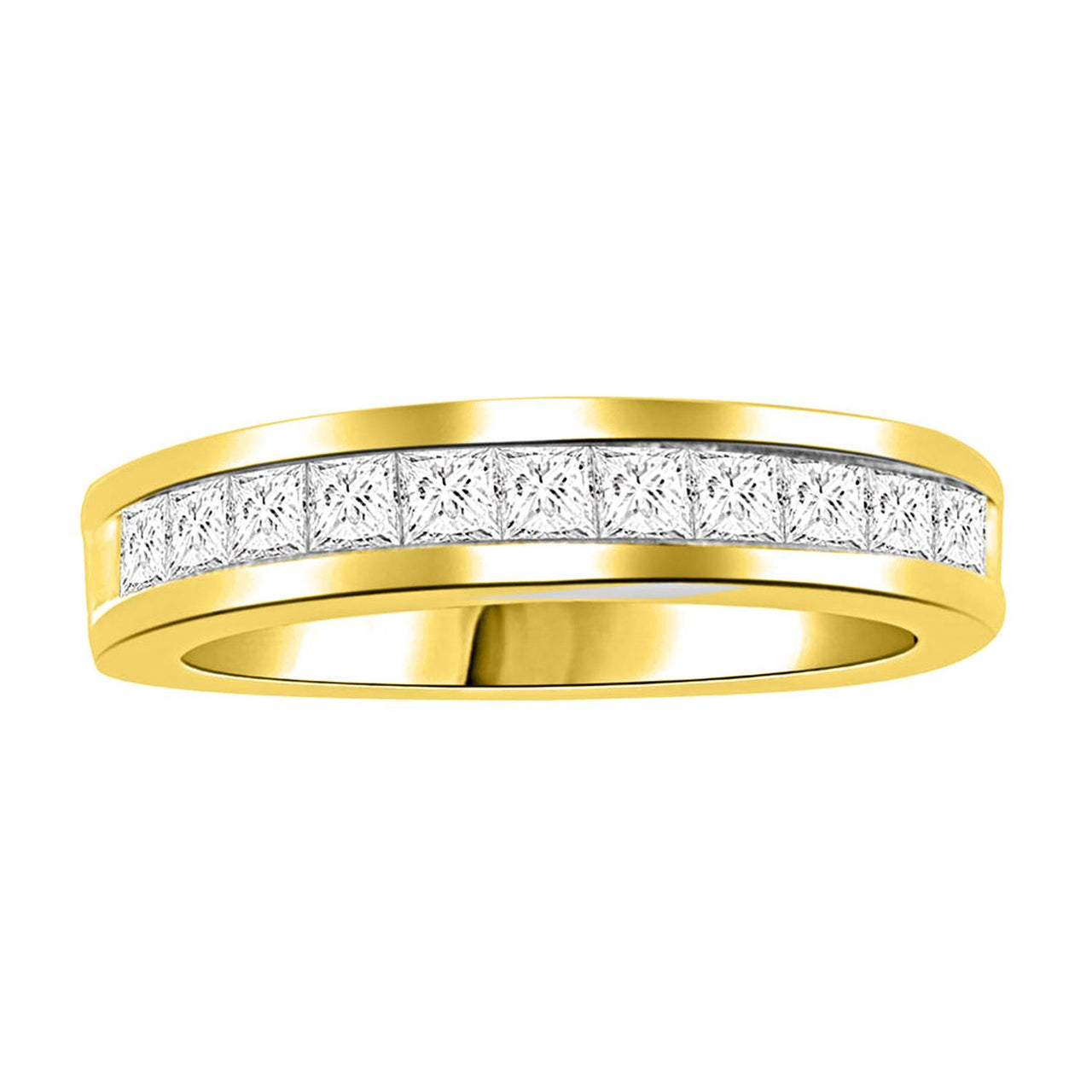 LADIES BAND 1/4 CT PRINCESS DIAMOND 14K YELLOW GOLD