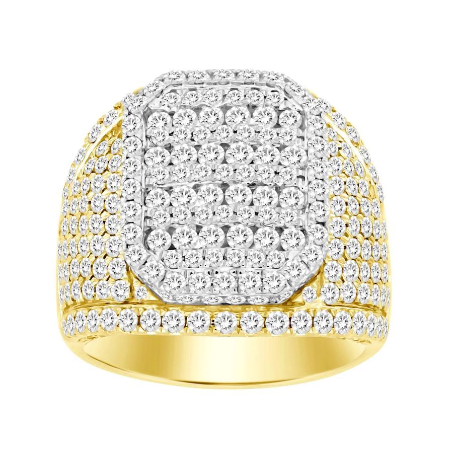 MEN'S RING 4 CT ROUND DIAMOND 10K YELLOW GOLD