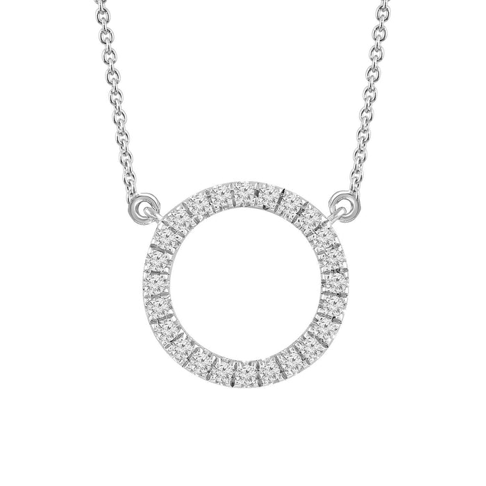 LADIES NECKLACE  1/6 CT ROUND DIAMOND 10K WHITE GOLD