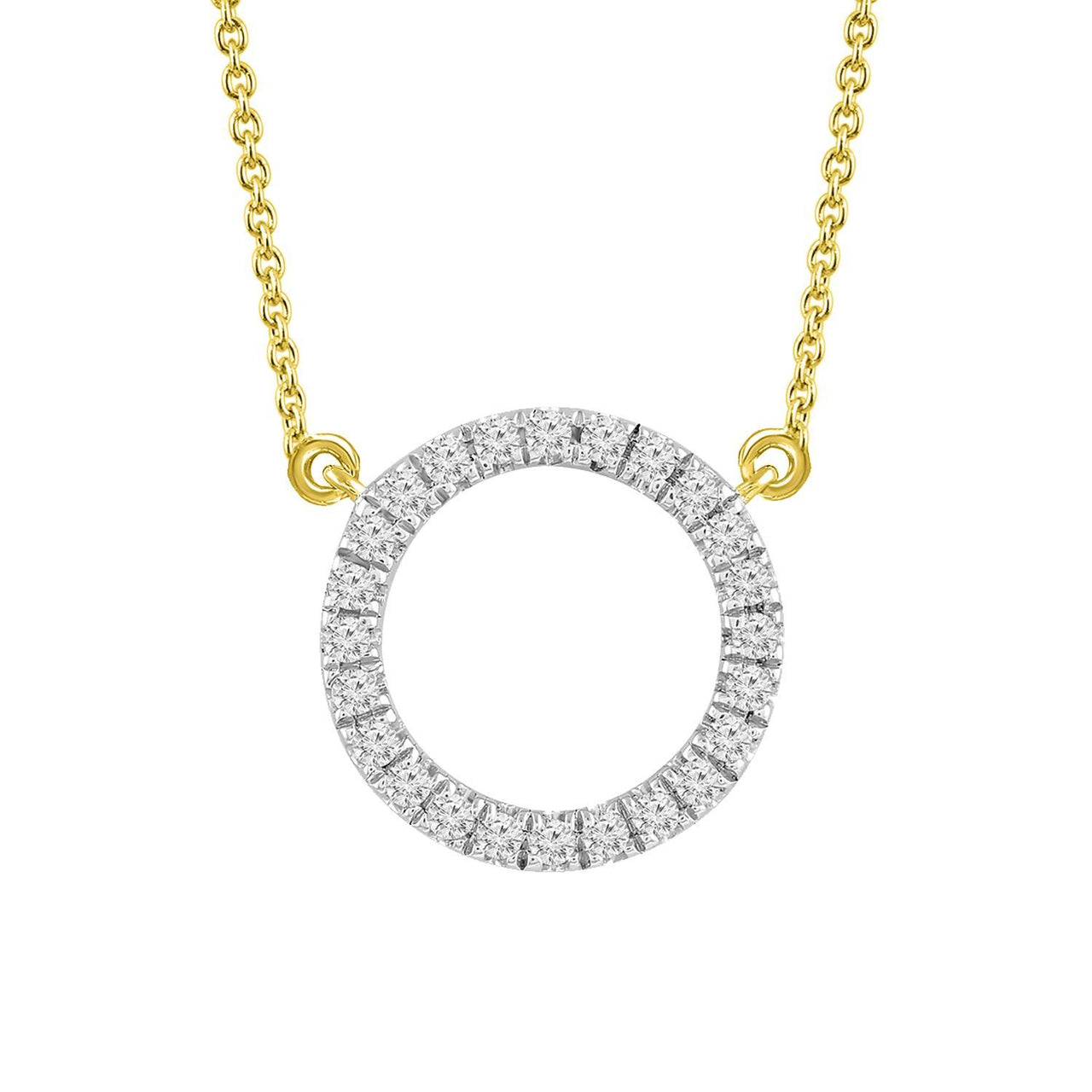 LADIES NECKLACE  1/6 CT ROUND DIAMOND 10K YELLOW GOLD