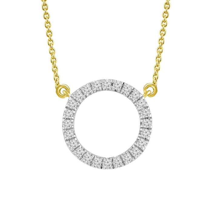 LADIES NECKLACE  1/6 CT ROUND DIAMOND 10K YELLOW GOLD