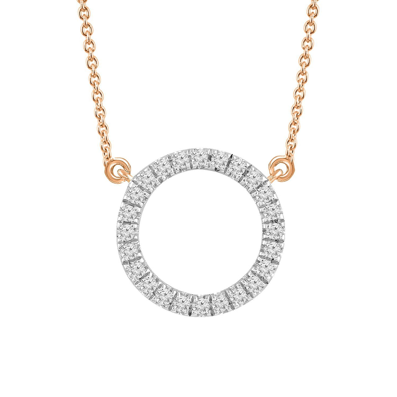 LADIES NECKLACE  1/6 CT ROUND DIAMOND 10K ROSE GOLD
