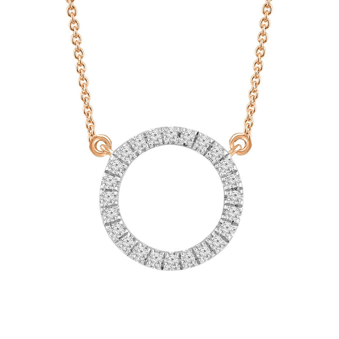 LADIES NECKLACE  1/6 CT ROUND DIAMOND 10K ROSE GOLD