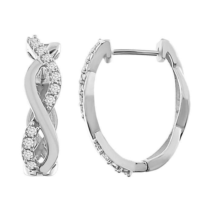 LADIES HOOPS 1/2 CT ROUND DIAMOND 10K WHITE GOLD