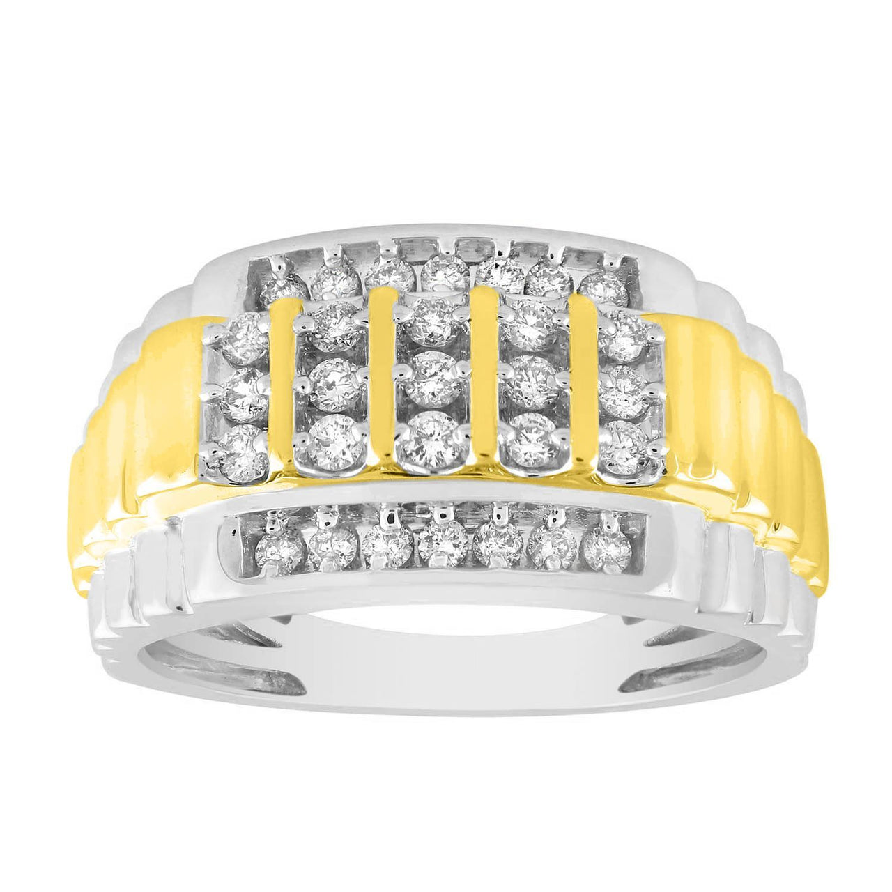 MEN'S RING 1/2 CT ROUND DIAMOND 10K TT WHITE & YELLOW GOLD