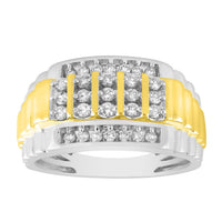 Thumbnail for MEN'S RING 1/2 CT ROUND DIAMOND 10K TT WHITE & YELLOW GOLD