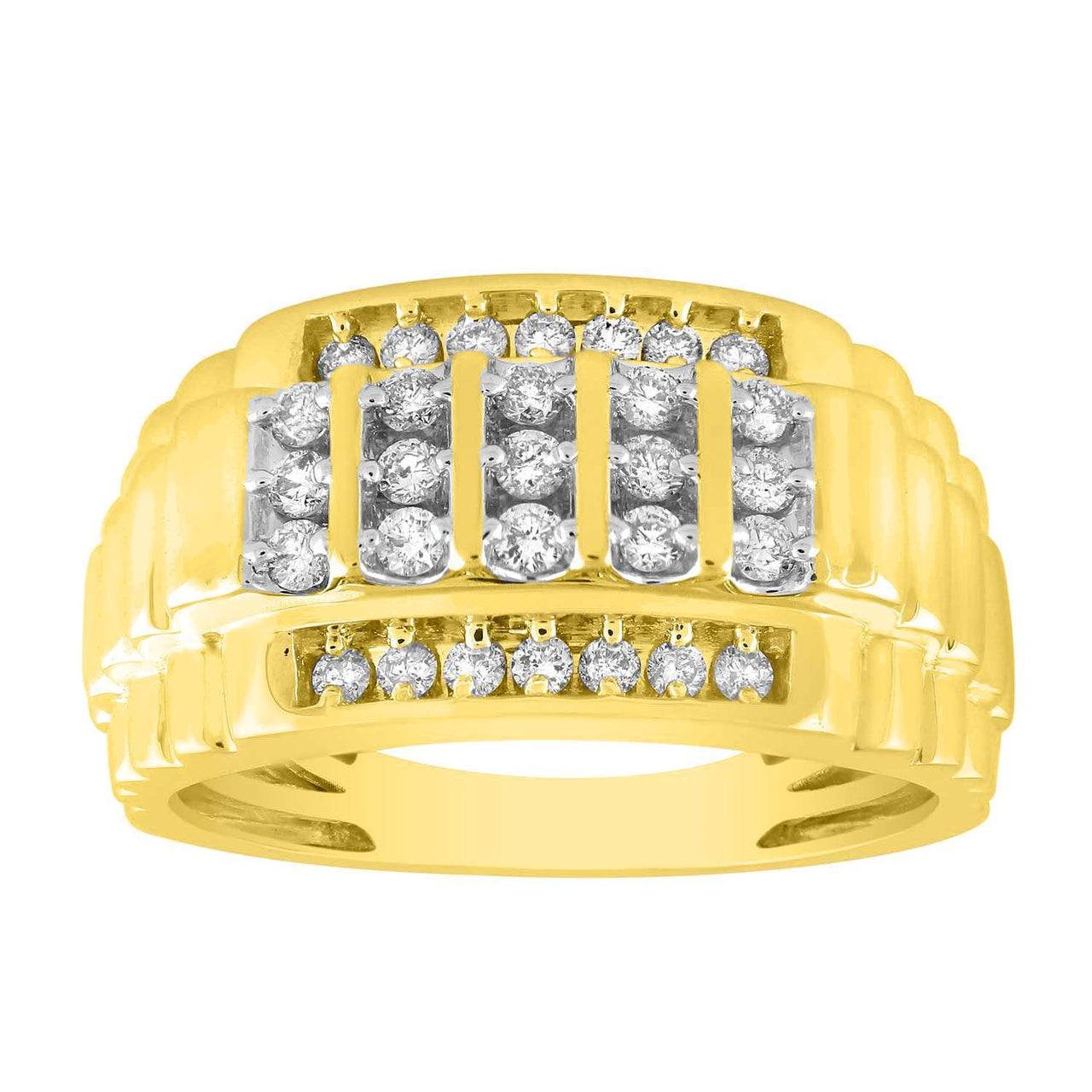 MEN'S RING 1/2 CT ROUND DIAMOND 10K YELLOW GOLD