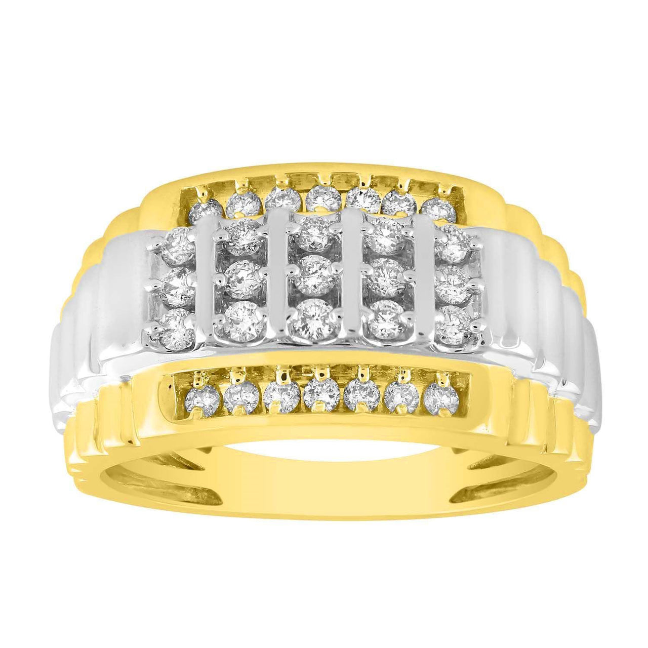 MEN'S RING 1/2 CT ROUND DIAMOND 10K TT YELLOW/WHITE GOLD