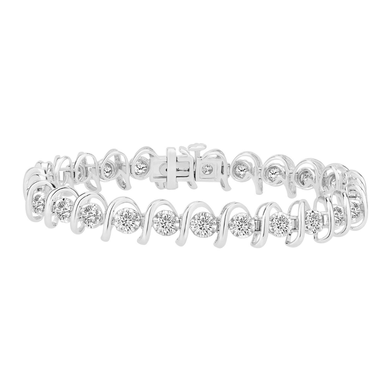 LADIES BRACELET 4 CT ROUND DIAMOND 14K WHITE GOLD
