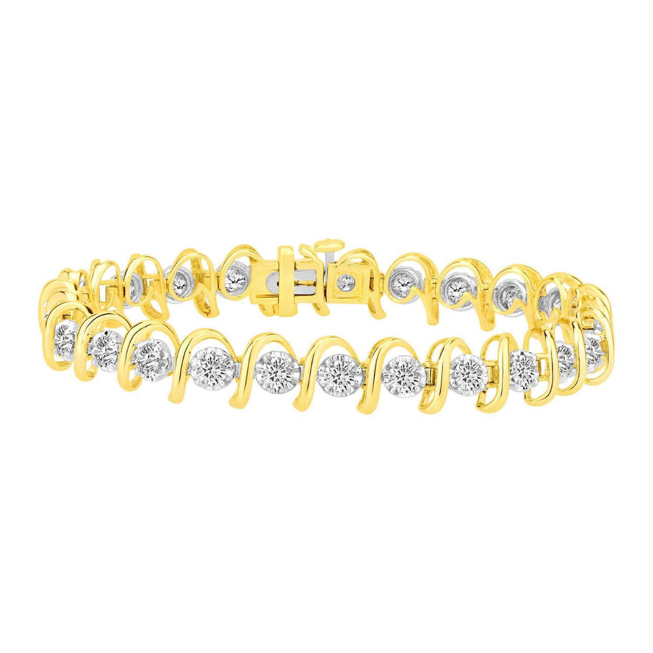 LADIES BRACELET 4 CT ROUND DIAMOND 14K YELLOW GOLD