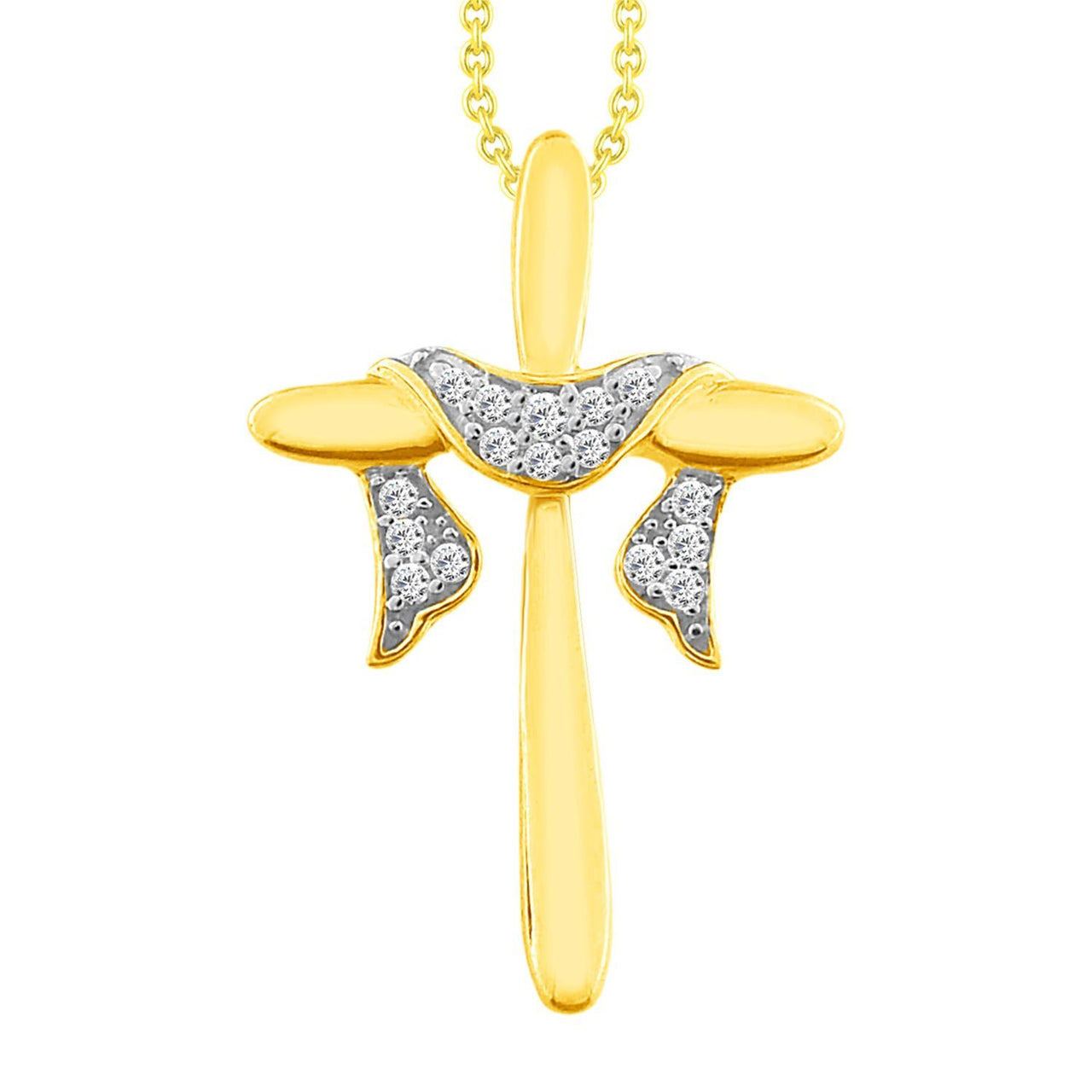 LADIES PENDANT 1/20 CT ROUND DIAMOND 10K YELLOW GOLD