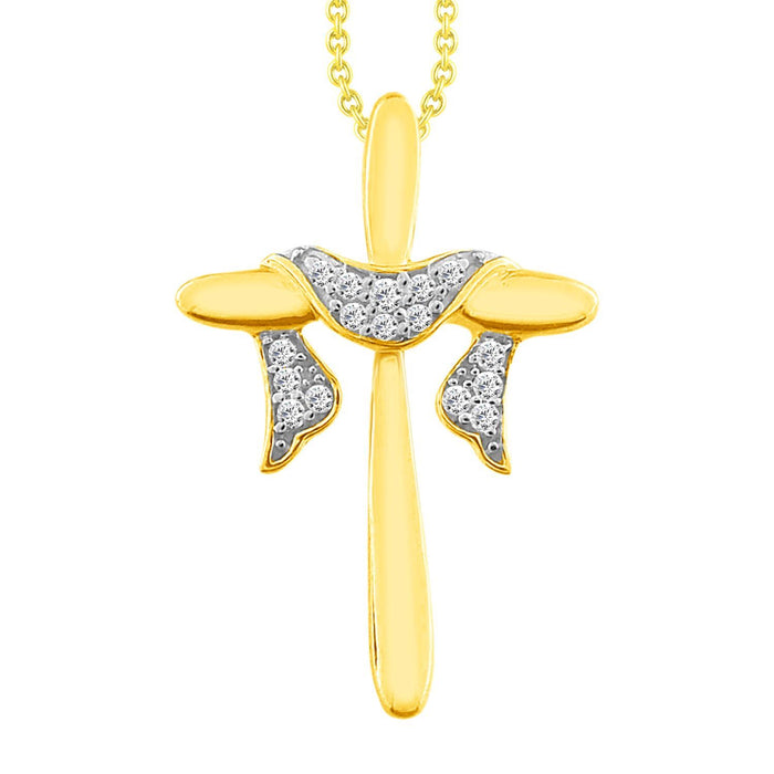 LADIES PENDANT 1/20 CT ROUND DIAMOND 10K YELLOW GOLD