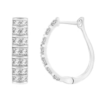 Thumbnail for LADIES HOOPS EARNIG 1 1/2 CT ROUND DIAMOND 10K WHITE GOLD