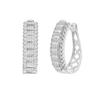 Thumbnail for LADIES HOOPS EARRING 1 CT ROUND/BAGUETTE DIAMOND 10K WHITE GOLD